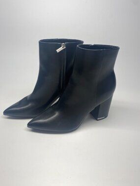 Calvin Klein Womens 82MM ​Point-Toe Black Ankle Booties Sz 10